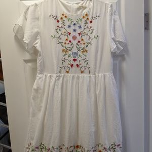 moira floral embroidered dress in navy